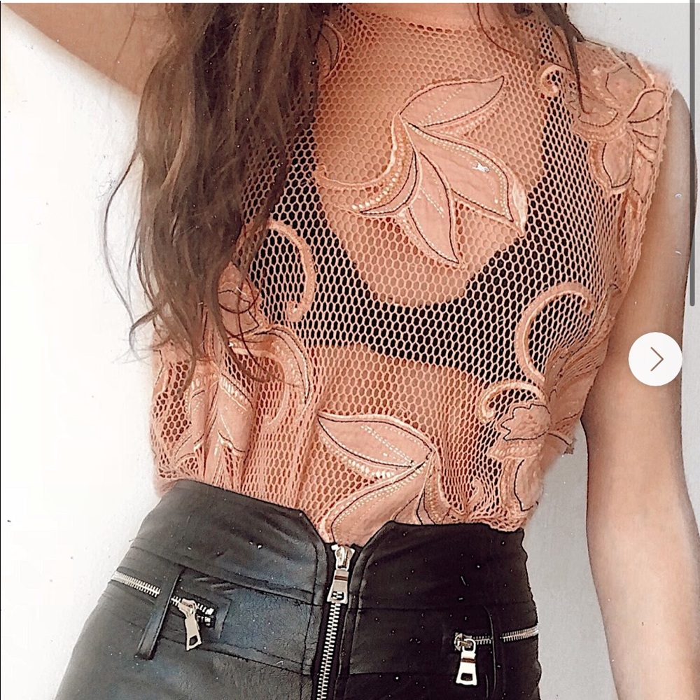 Free People Mesh Flower Tank